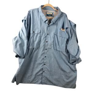 Men Magellan 4XL Moisture Wick Long Sleeve Roll Up Vented Blue Shirt